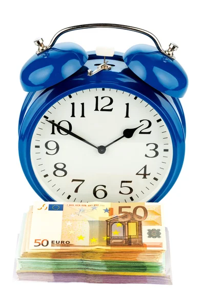 Clock and banknotes — Stock Photo, Image