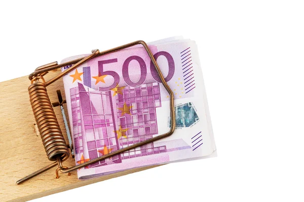 Notas de euro em ratoeira — Fotografia de Stock