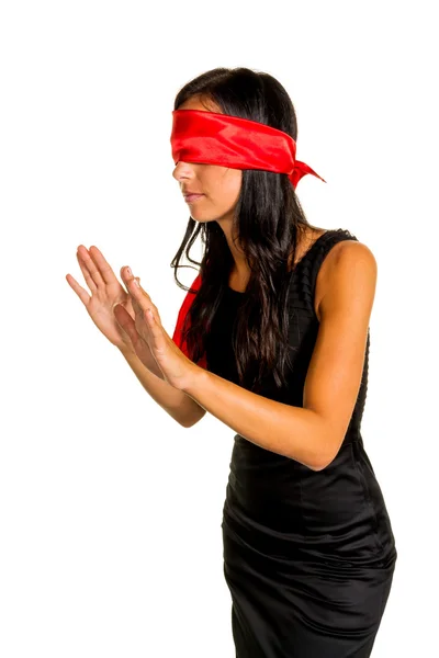 Vrouw met blinddoek — Stockfoto