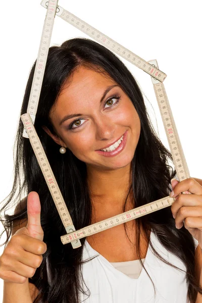 Young woman wants to build a house — Stock Photo, Image