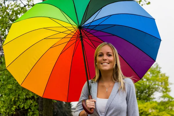 Woman with umbrella — Stock Photo, Image