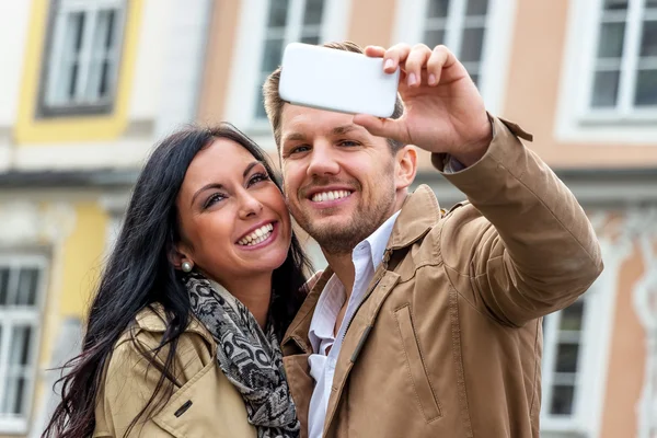 Selfie een paar — Stockfoto