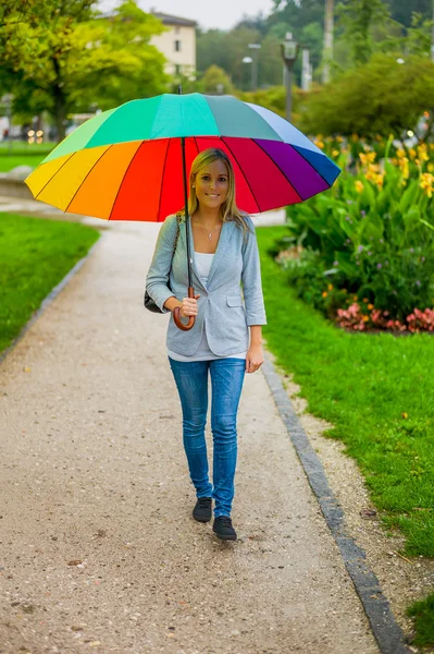 Woman with umbrella — Stock Photo, Image