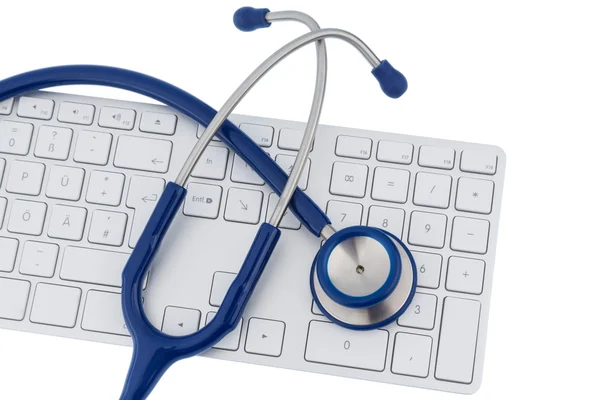 Stethoscope and keyboard of a computer — Stock Photo, Image