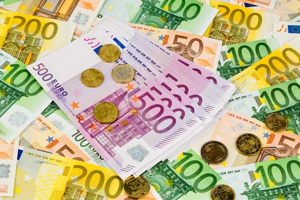 Many different euro bills — Stock Photo, Image