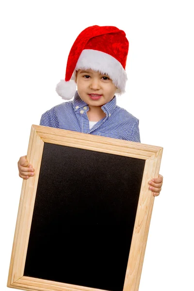 Liten pojke med jultomten hatt — Stockfoto