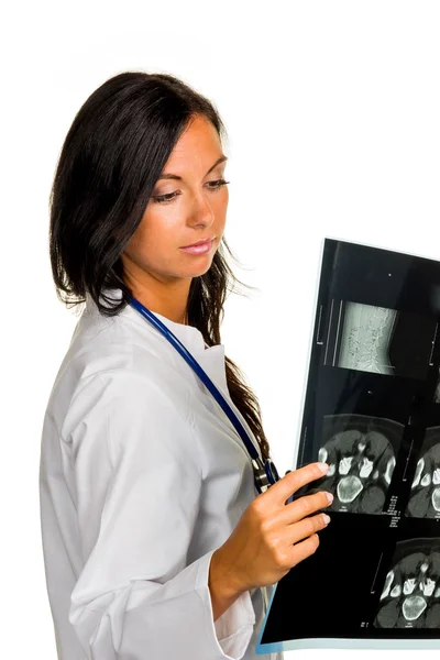 Femme médecin avec image radiographique — Photo