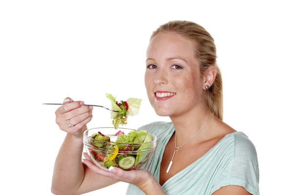 Žena se salátem — Stock fotografie