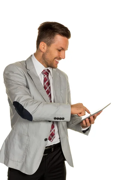 Manager met tablet pc — Stockfoto