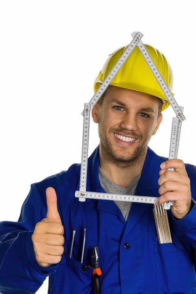 Handyman with helmet — Stock Photo, Image