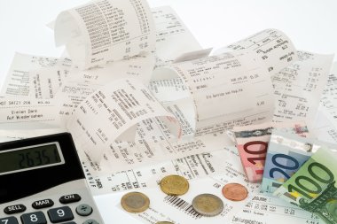 calculator, receipts, bills clipart