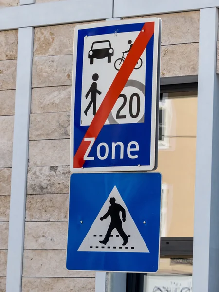 Traffic signs encounter zone — Stock Photo, Image