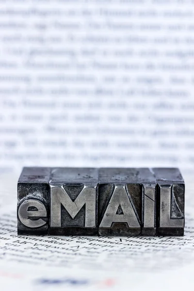 Written email in lead letters — Stock Photo, Image