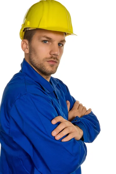 Handyman with helmet — Stock Photo, Image