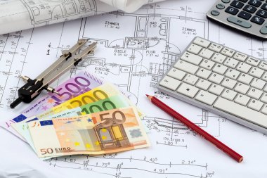house plan with euro banknotes clipart