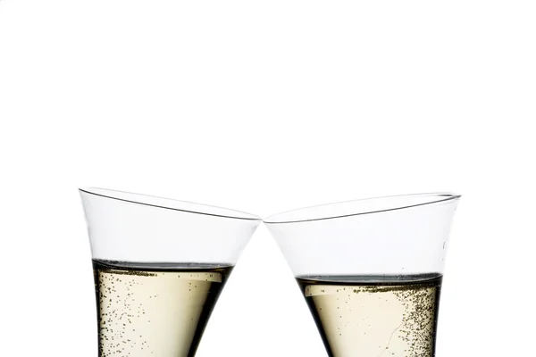 Champán o vino espumoso en la copa de champán — Foto de Stock