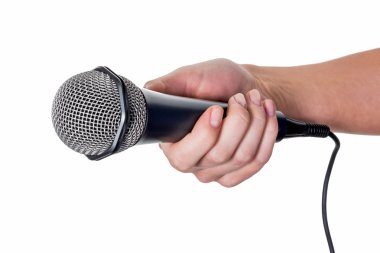 woman holding microphone clipart