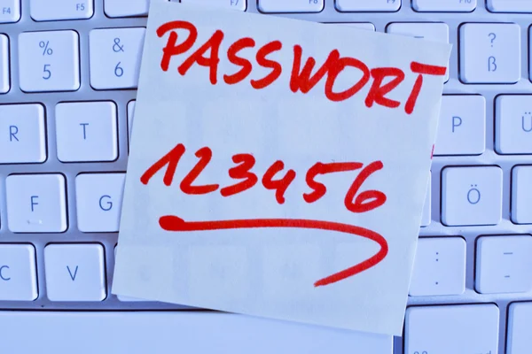 Hinweis auf das Computertastatur-Passwort 123456 — Stockfoto
