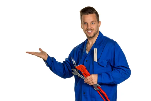 Handyman with tool — Stock Photo, Image