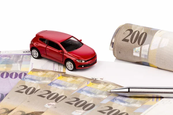 Aankoop contract voor nieuwe auto — Stockfoto