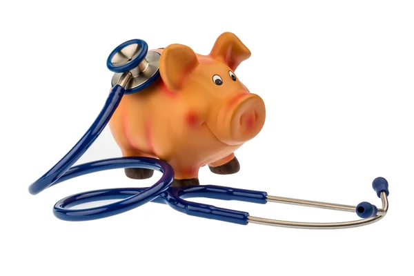 Piggy bank and stethoscope — Stock Photo, Image