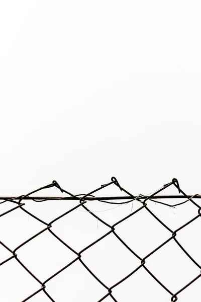 Chain link fence in front of white background — Stock Photo, Image