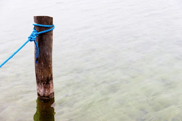 Dauw op een houten paal — Stockfoto