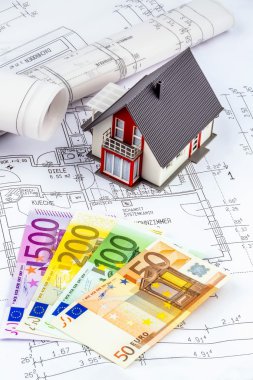 house plan with euro notes clipart