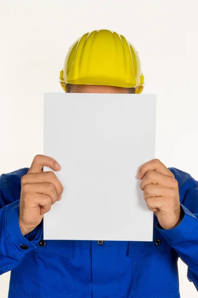 Craftsman with an empty sheet — Stock Photo, Image