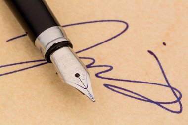signature and a fountain pen clipart
