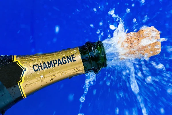 Cork and champagne bottle — Stock Photo, Image