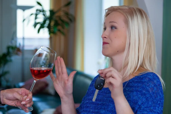 Motorist refuses alcohol — Stock Photo, Image