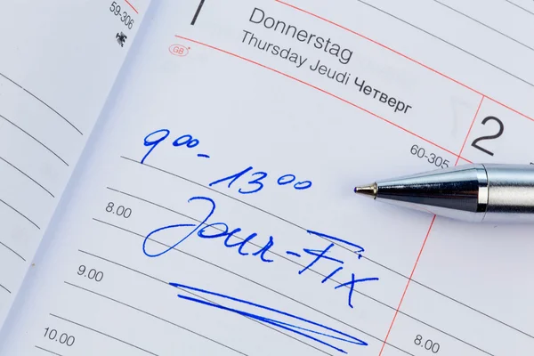 Vermelding in de kalender: jour fix — Stockfoto