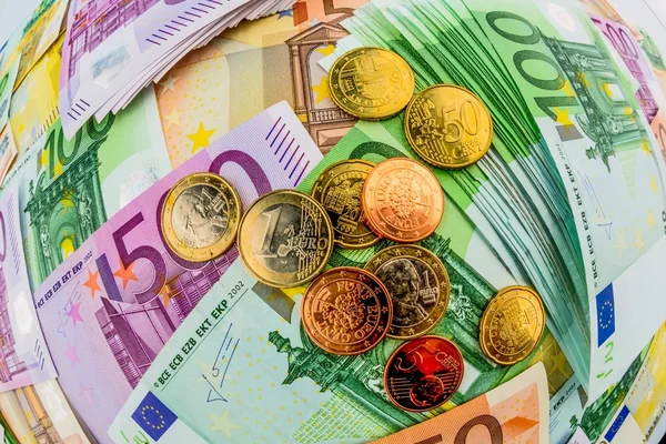 Many different euro bills — Stock Photo, Image