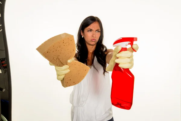 Housewife annoys brush over — Stock Photo, Image