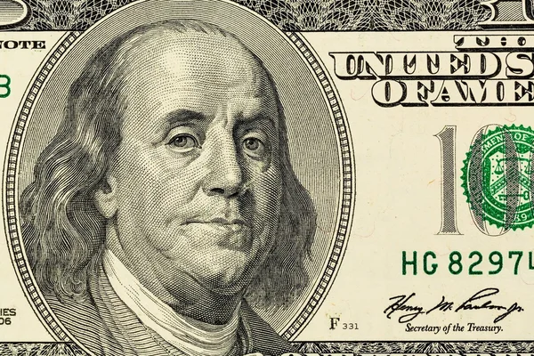 Dollar bankbiljet, benjamin franklin — Stockfoto