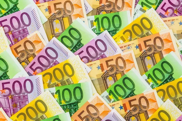 Many different euro bills — Stock Photo, Image