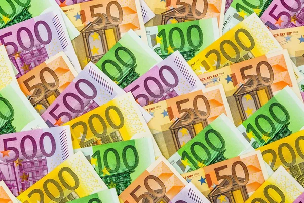 Vele verschillende euro rekeningen — Stockfoto