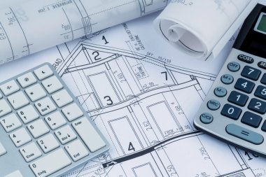 house plan with calculator clipart
