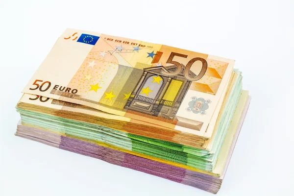 Many different euro bills — Stock Photo, Image