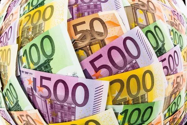 Many different euro bills — Stock Photo, Image