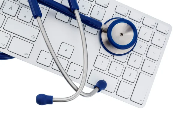Stethoscope and keyboard of a computer — Stock Photo, Image