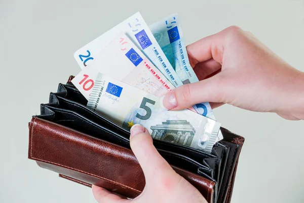 Peněženka s eurobankovky — Stock fotografie