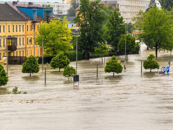 Inundação 2013, linz, Áustria — Fotografia de Stock