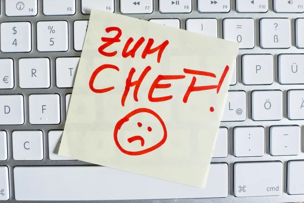 Nota no teclado do computador: para chef — Fotografia de Stock