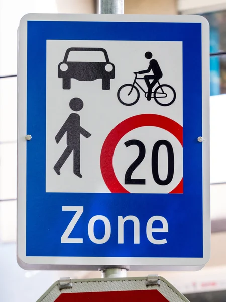 Traffic signs encounter zone — Stock Photo, Image