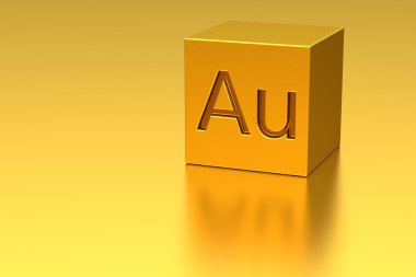 au işareti bulunan altın küpü