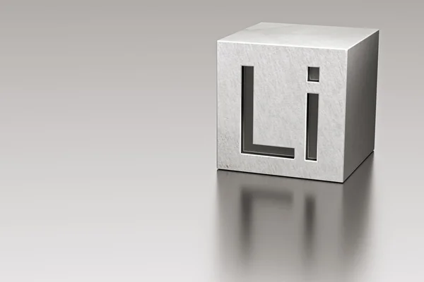 Lithium-Würfel mit Li-Zeichen — Stockfoto