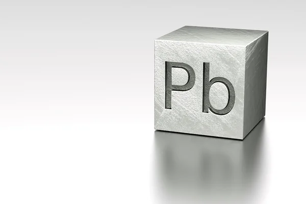 Cubo de chumbo com marca Pb Plumbum — Fotografia de Stock