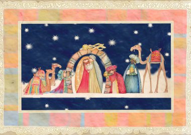 Üç Akil Adam ile Hıristiyan Noel doğum sahnesi